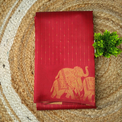 Elephant Border Soft Silk Saree | red