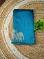 Peacock Blue soft silk saree with traditional elephant border