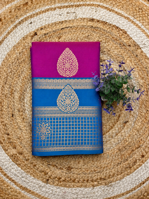 Magenta Kanchi semi silk saree with bentex border