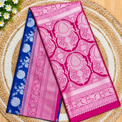 Premium Soft Silk Saree | Royal Blue & Pink