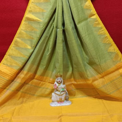 Kadhi Tower Border Saree @ ₹499 | Parrot green