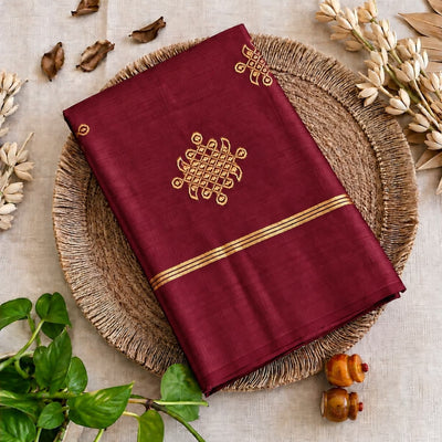Kolam Soft Silk Saree with Zari Weaving | Maroon