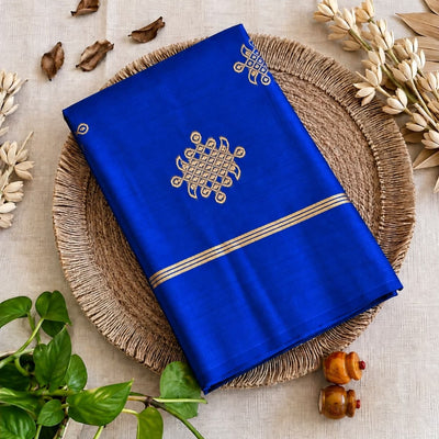 Kolam Soft Silk Saree with Zari Weaving | Royal blue