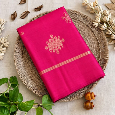 Kolam Soft Silk Saree with Zari Weaving | Pink