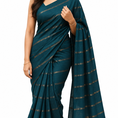 Kadhi Jari Stripes | Rama blue