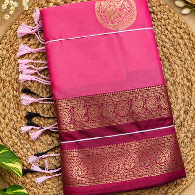 Pure Silk Inspired Bentex Border Saree with Beautiful Tassels|Rani with Deep wine