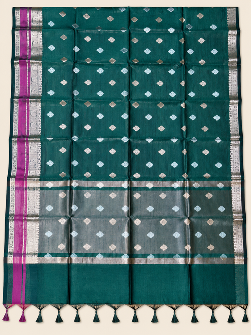 Green Banarasi handloom warm silk saree