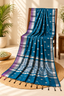 Blue Banarasi handloom warm silk saree