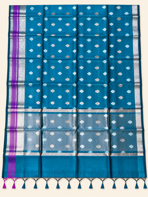 Teal Blue Banarasi handloom warm silk saree