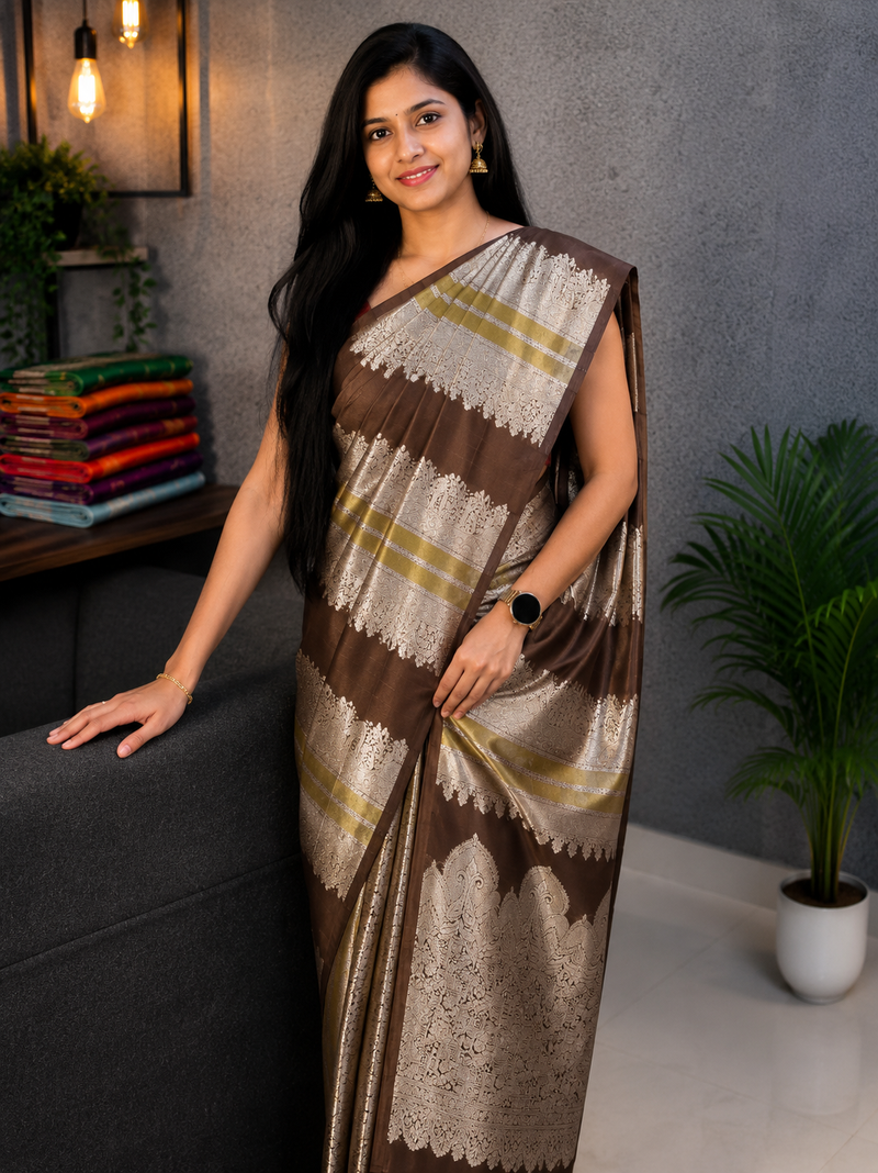 Royal Banaras Saree | Brown
