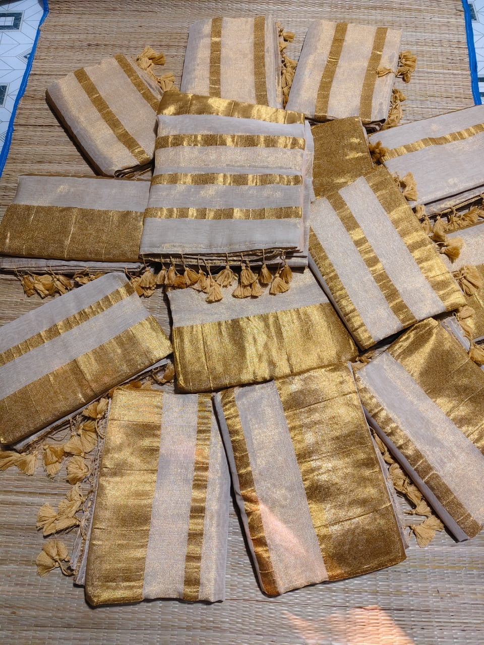 Kerela golden tissue saree