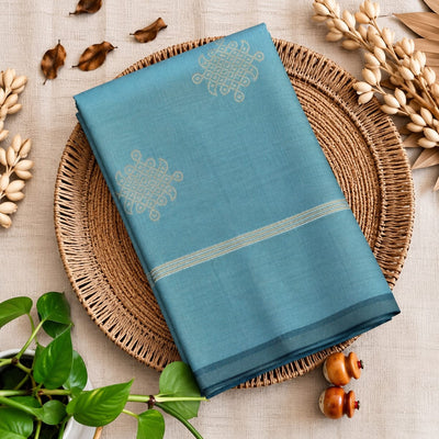 Kolam Soft Silk Saree with Zari Weaving | Aqua blue