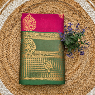 Kanchi Semi Silk Bentex Border Saree @ ₹850 | Pink