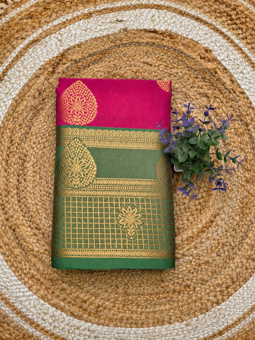 Kanchi Semi Silk Bentex Border Saree @ ₹850 | Pink