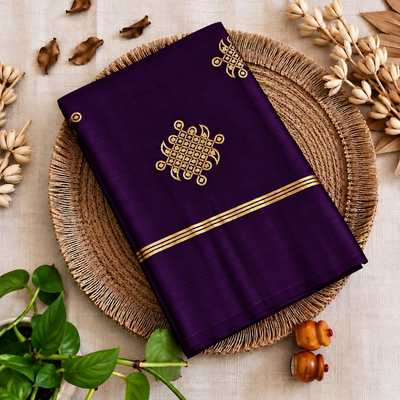Kolam Soft Silk Saree with Zari Weaving | purple