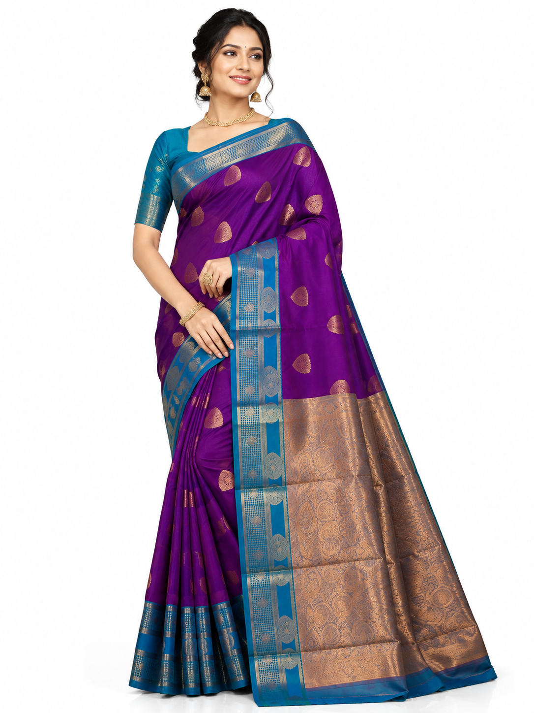 Kanchi Pattu Saree @ ₹850 | violet Main image
