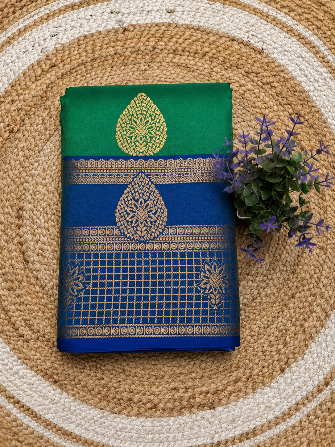 Kanchi Semi Silk Bentex Border Saree @ ₹850 | green