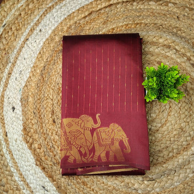 Elephant Border Soft Silk Saree | Rust Orange