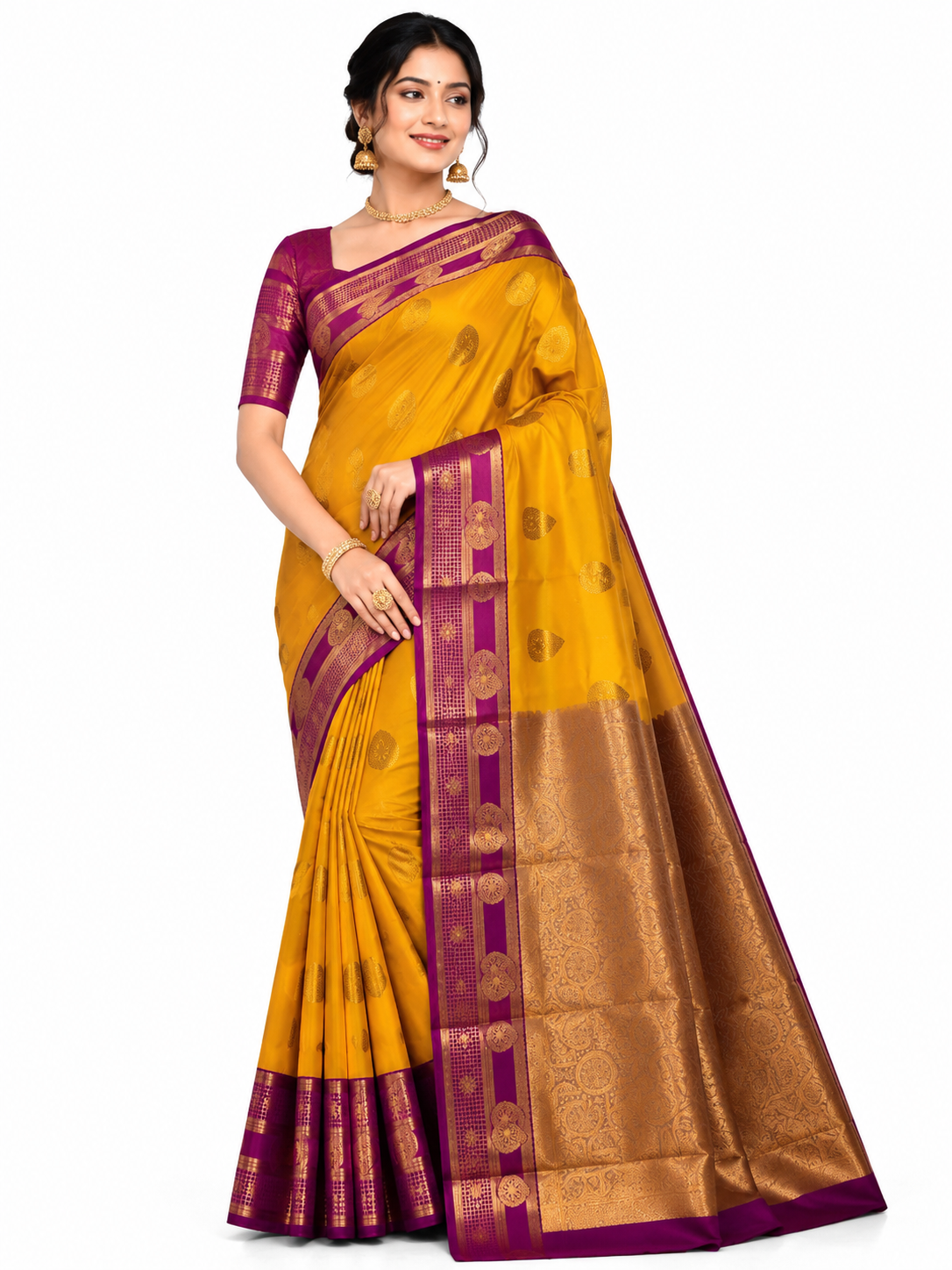 Kanchi Pattu Saree @ ₹850 | Yellow