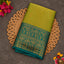 Mehendi green Vaira Oosi saree with teal zari border