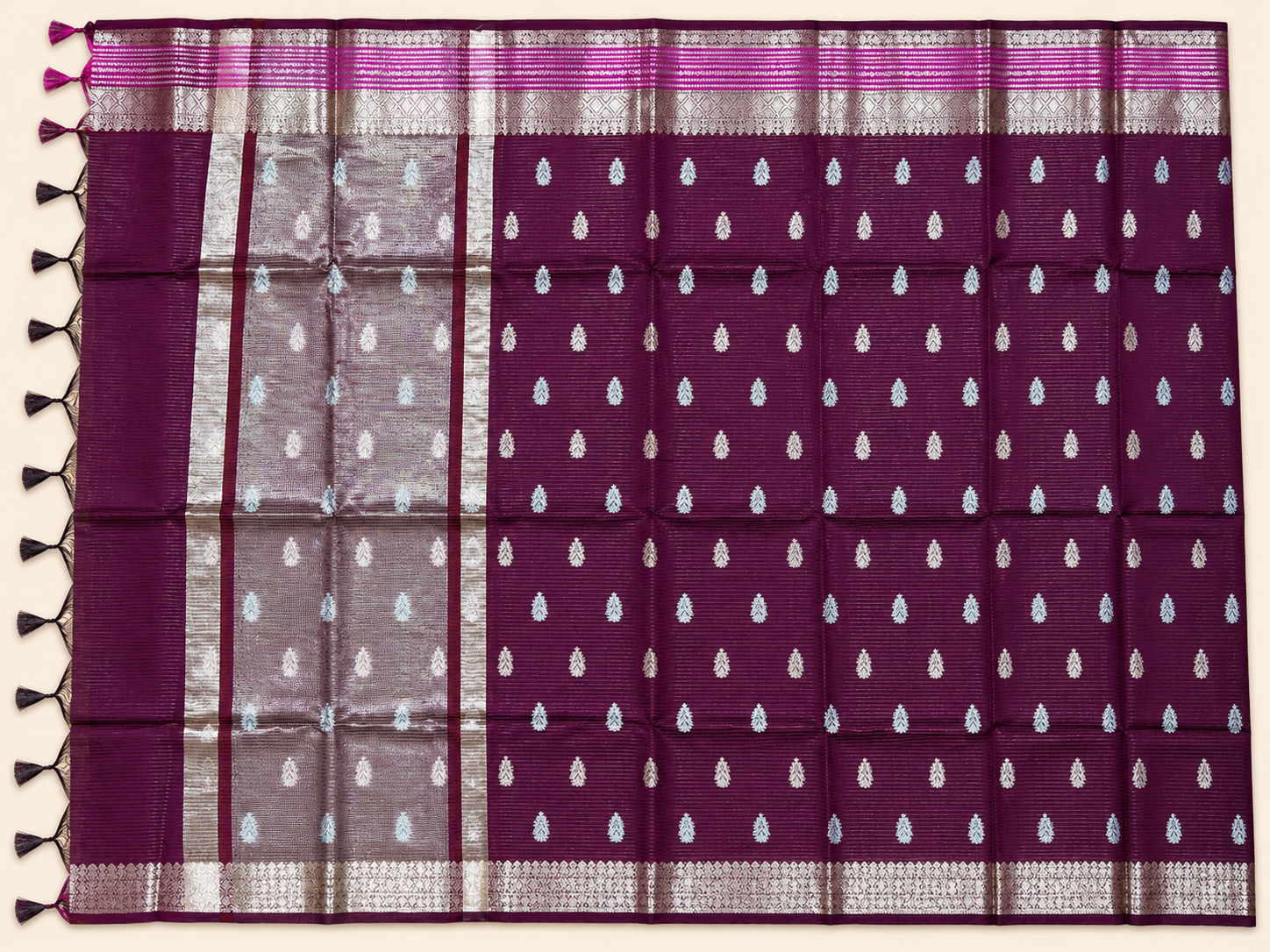 Banarasi Handloom Warm Silk Saree | Deep Plum Secondary image
