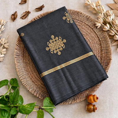 Kolam Soft Silk Saree with Zari Weaving | Grey