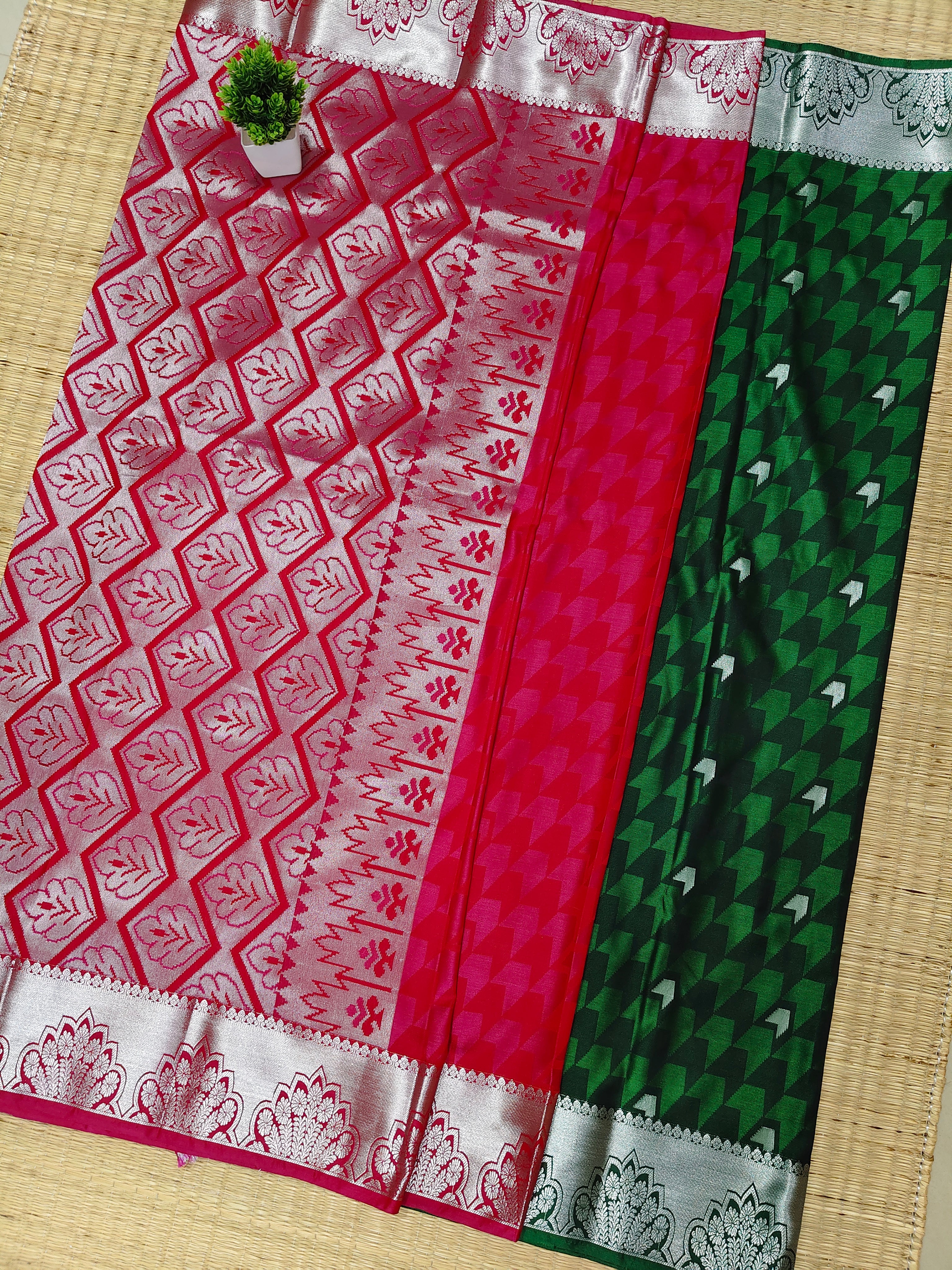 Silver Emboss Soft Silk Saree |  SBSE01