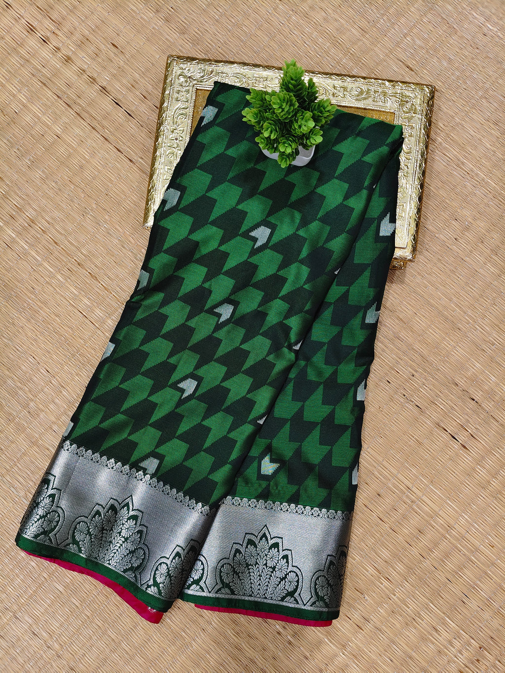 Silver Emboss Soft Silk Saree |  SBSE01