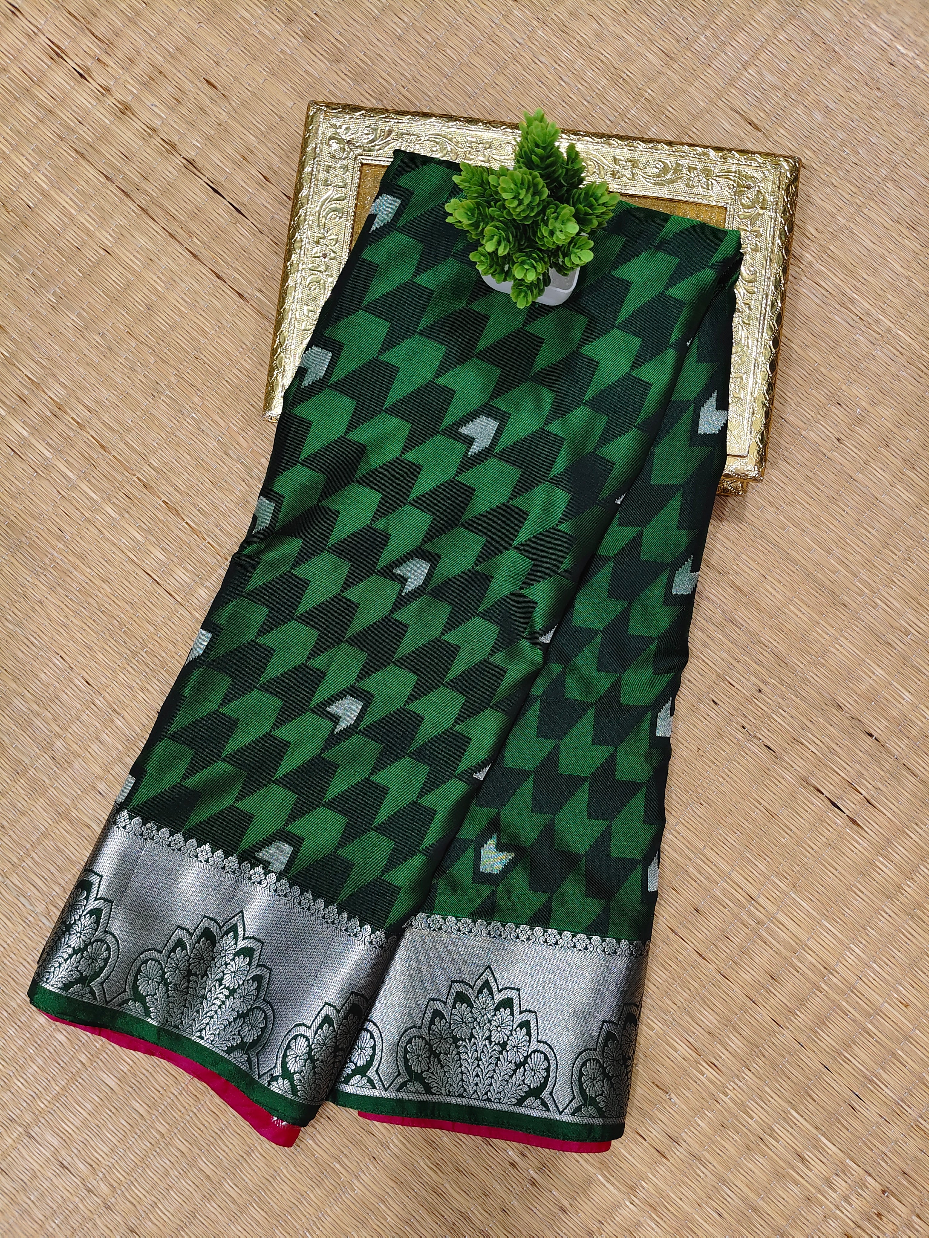 Silver Emboss Soft Silk Saree |  SBSE01