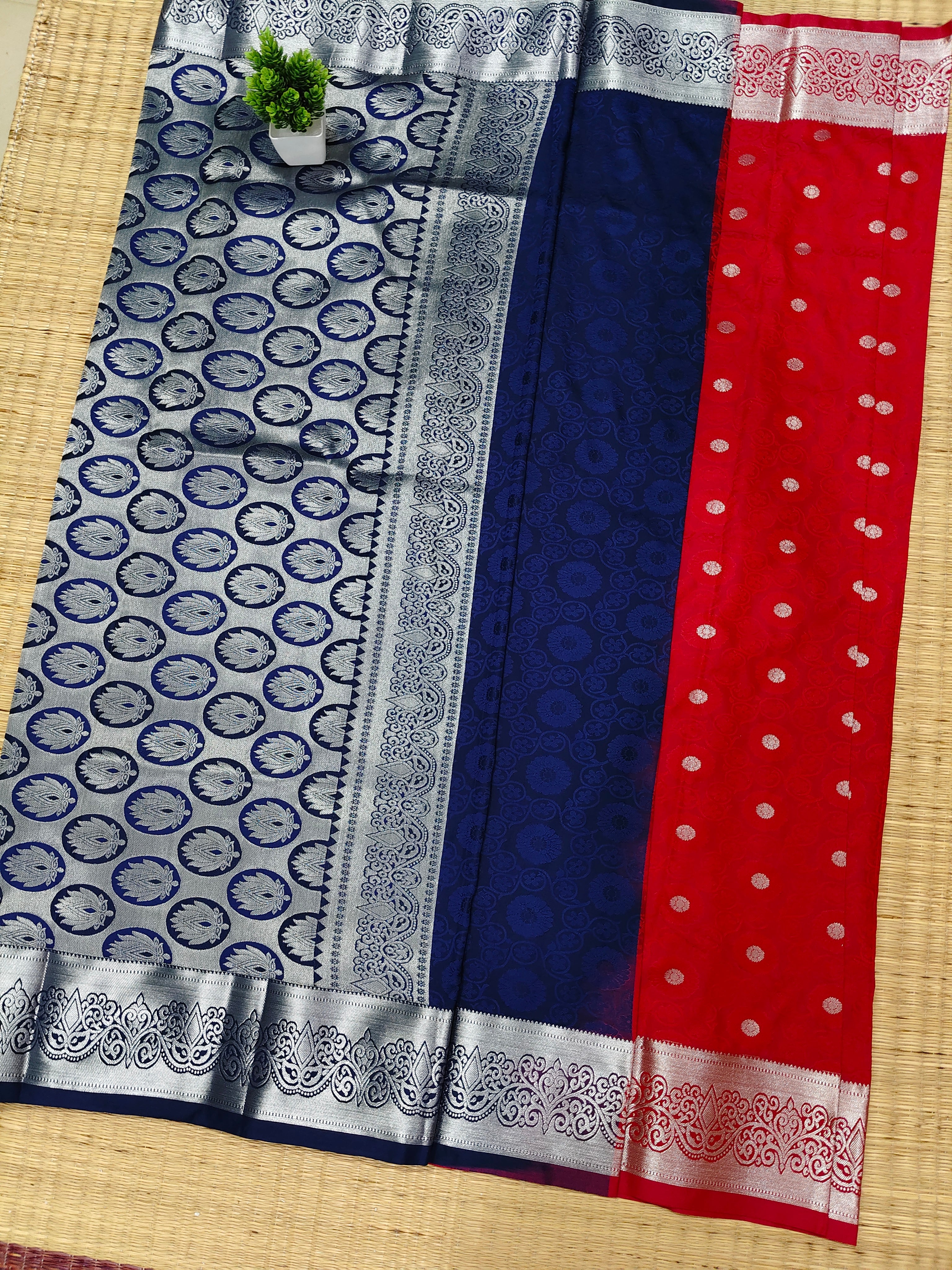 Silver Emboss Soft Silk Saree |  SBSE01 Secondary image