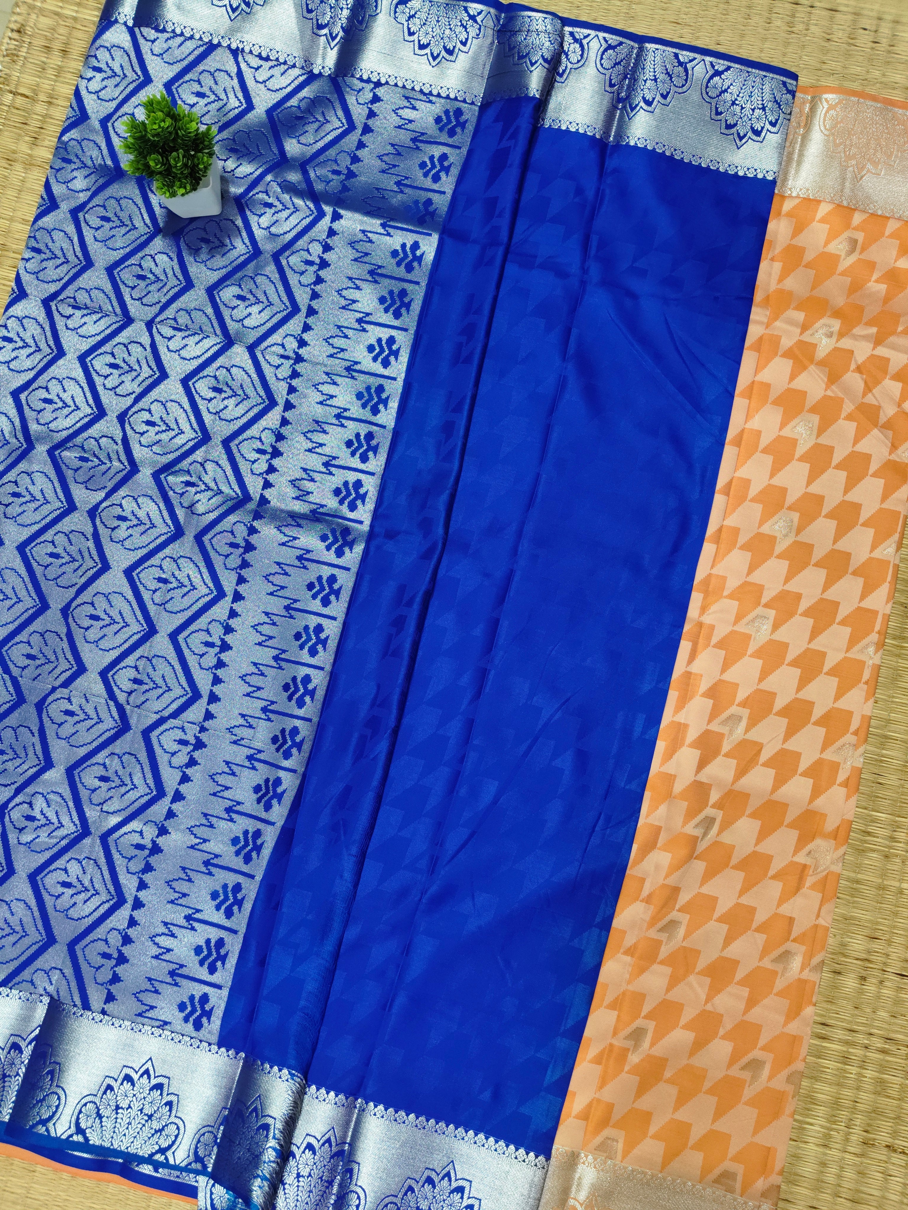 Silver Emboss Soft Silk Saree |  SBSE01 Secondary image