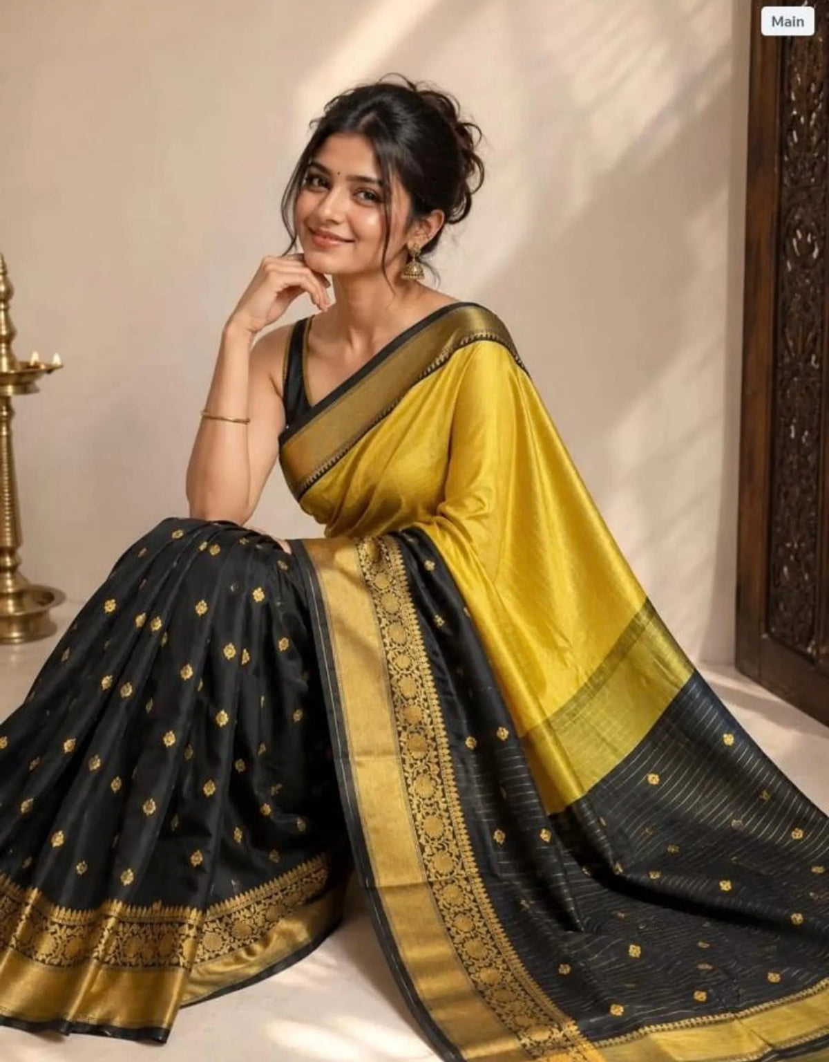 Trending Half and Half Saree @ ₹850 | yellow Main image