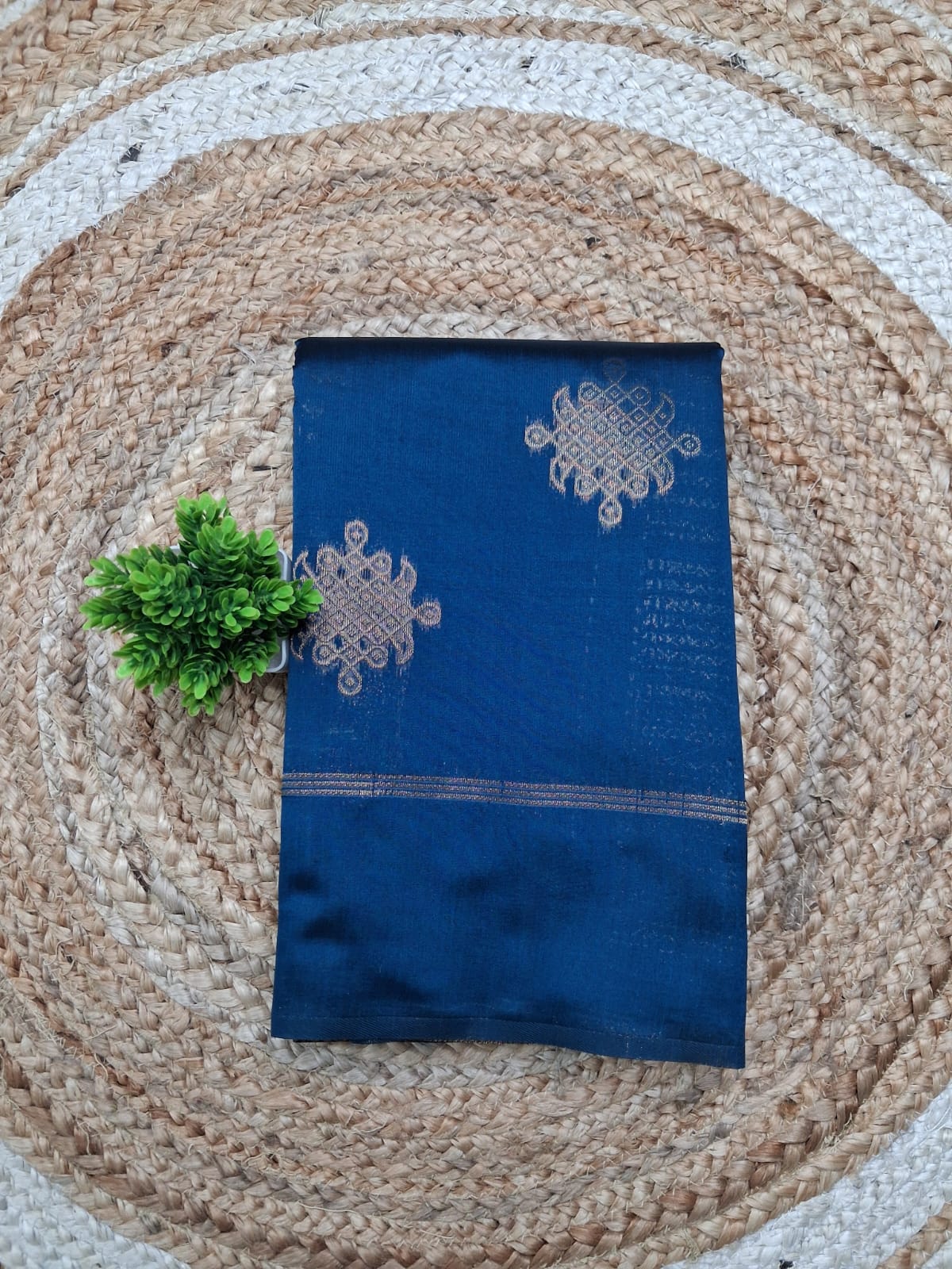 Kolam Soft Silk Saree with Zari Weaving | Rama blue Main image