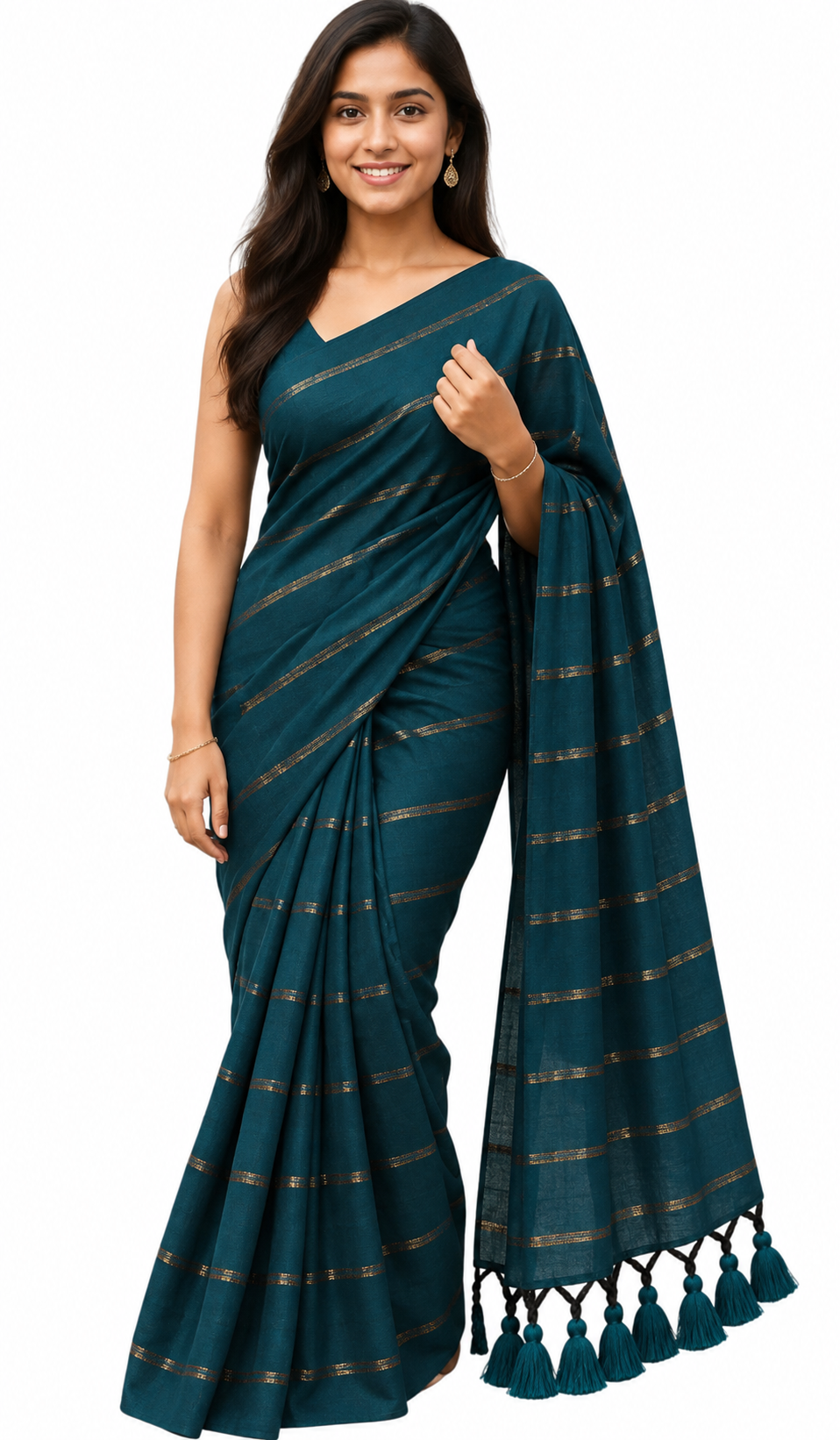 Kadhi Jari Stripes | Rama blue