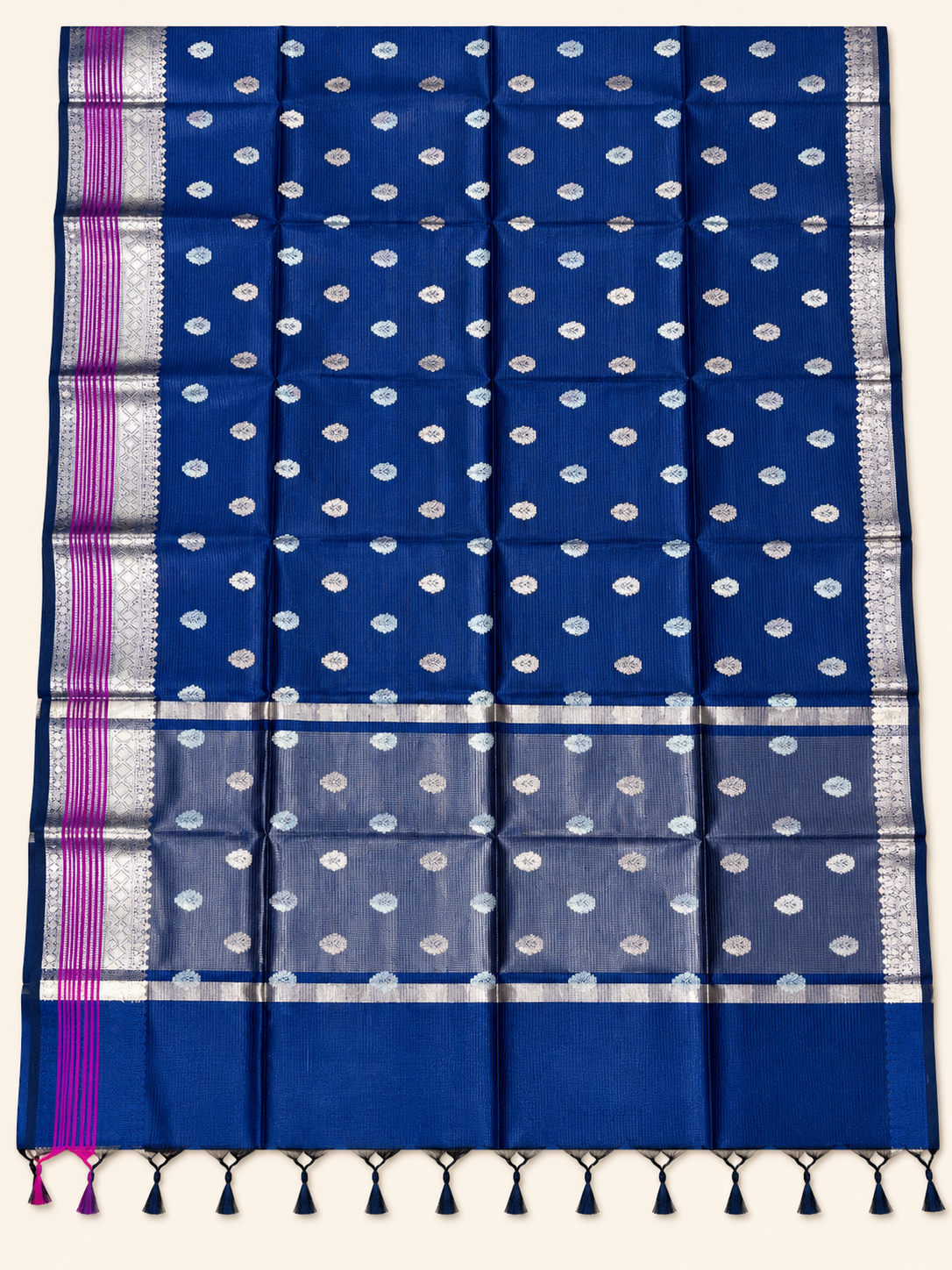 Royal Blue Banarasi handloom warm silk saree – view 2