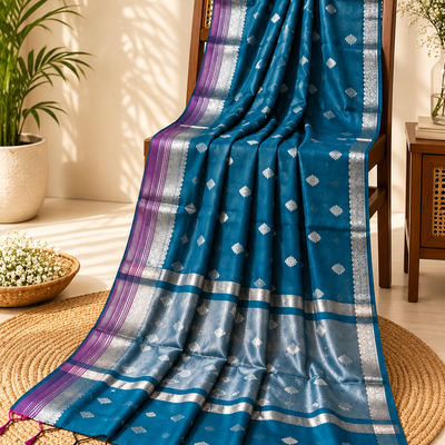 Banarasi Handloom Warm Silk Saree | Blue