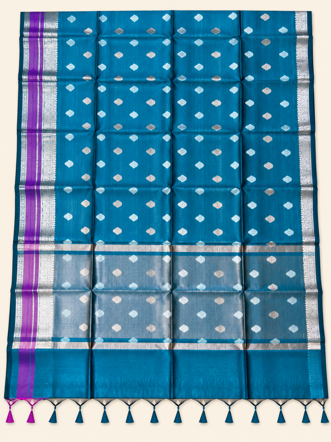 Teal Blue Banarasi handloom warm silk saree