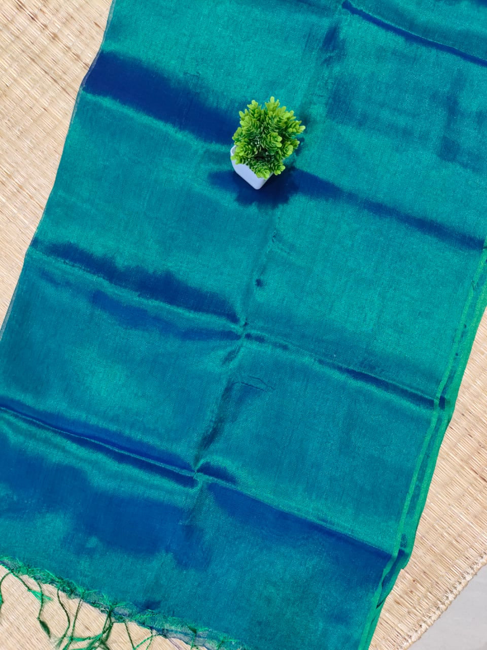 Peacock Colour Soft Tissue Saree | SBPST05 Secondary image