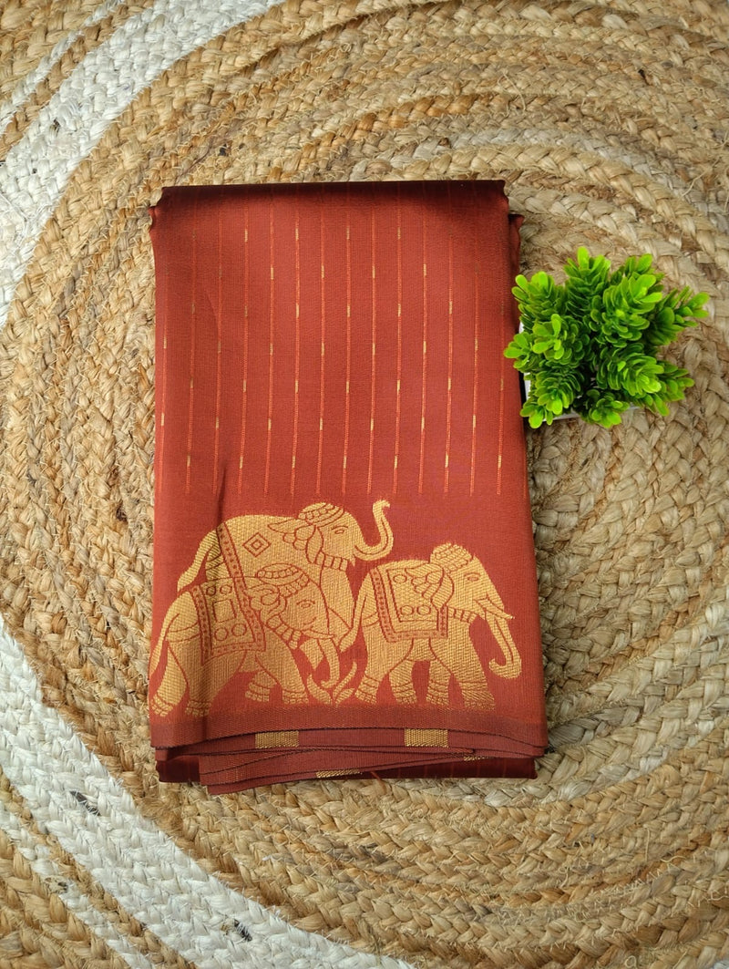 Elephant Border Soft Silk Saree | honey