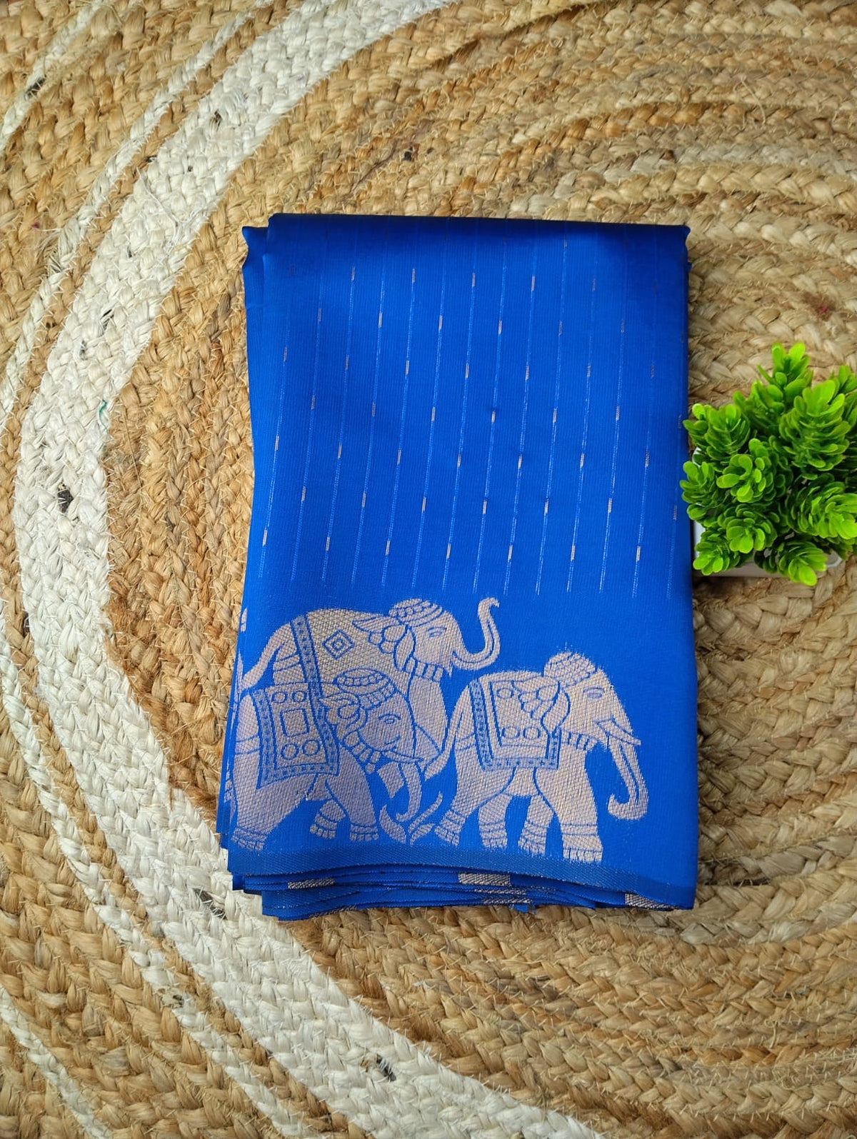 Elephant Border Soft Silk Saree | Royal Blue