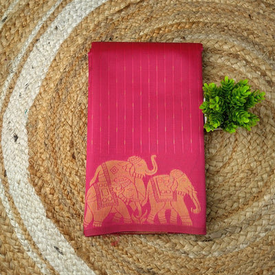 Elephant Border Soft Silk Saree | pink