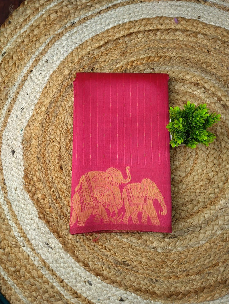 Elephant Border Soft Silk Saree | pink