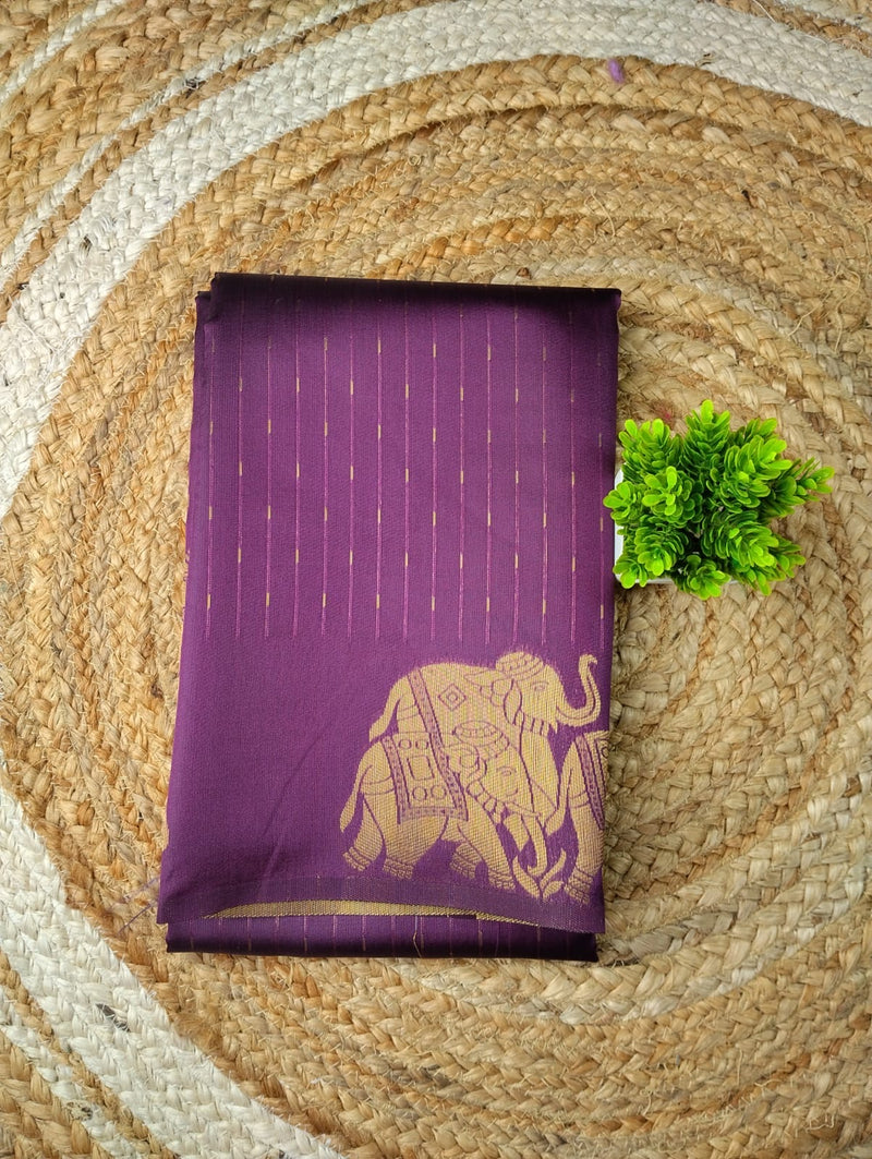 Elephant Border Soft Silk Saree | purple